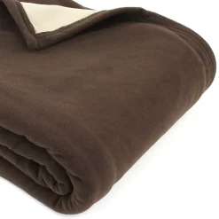 Linnea Couverture polaire luxe 180x220 cm 100% polyester 430g/m2 NARVIK Marron Chocolat Sale
