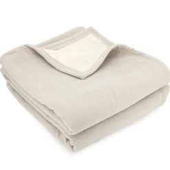 Linnea Couverture polaire luxe 180x220 cm 100% polyester 430g/m2 NARVIK Galet/Naturel