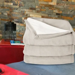 Linnea Couverture polaire luxe 180x220 cm 100% polyester 430g/m2 NARVIK Galet/Naturel