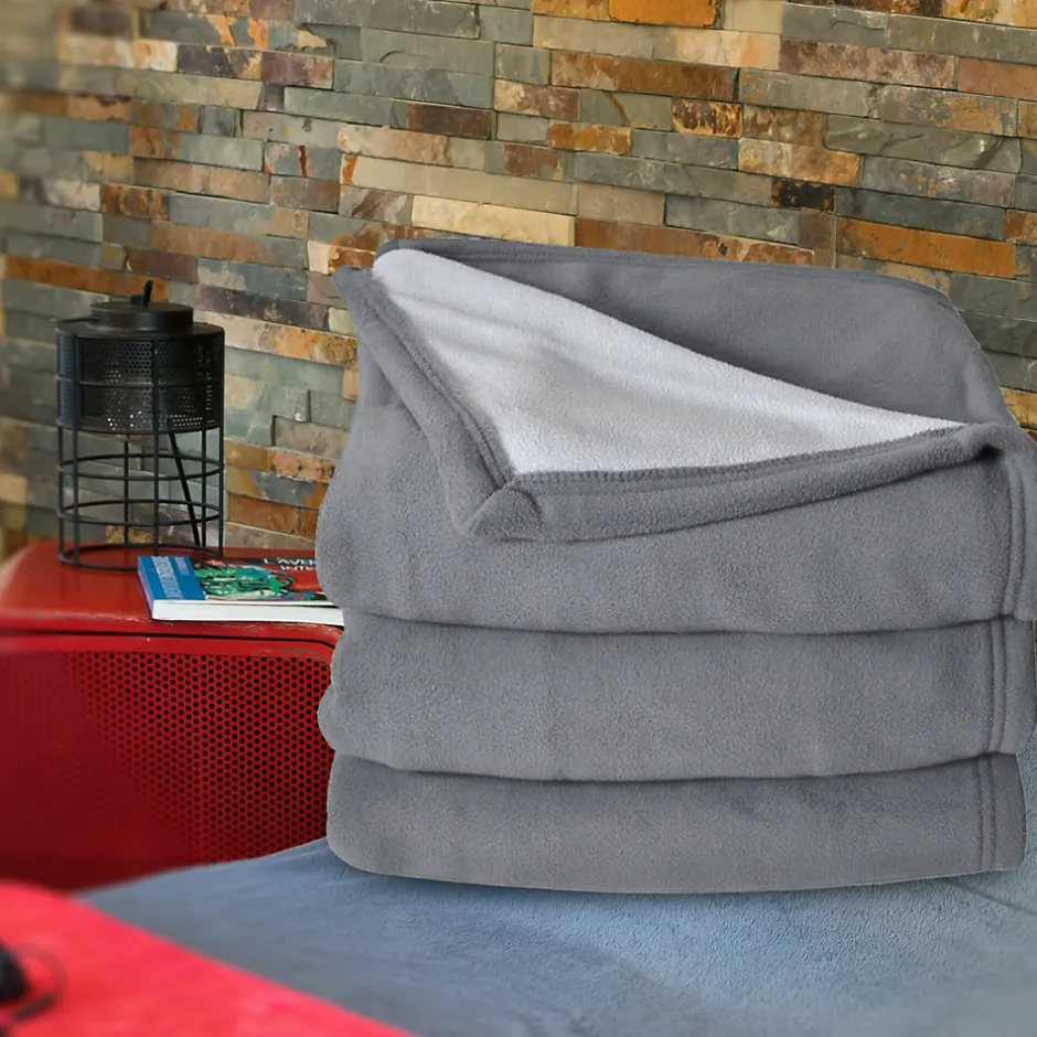 Linnea Couverture polaire luxe 180x220 cm 100% polyester 430g/m2 NARVIK Gris Acier