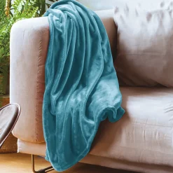 Linnea Couverture polaire microvelours 240x260 cm VELVET Bleu Lac