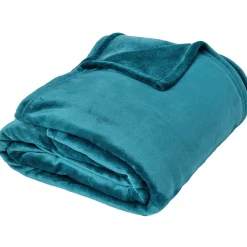 Linnea Couverture polaire microvelours 240x260 cm VELVET Bleu Lac