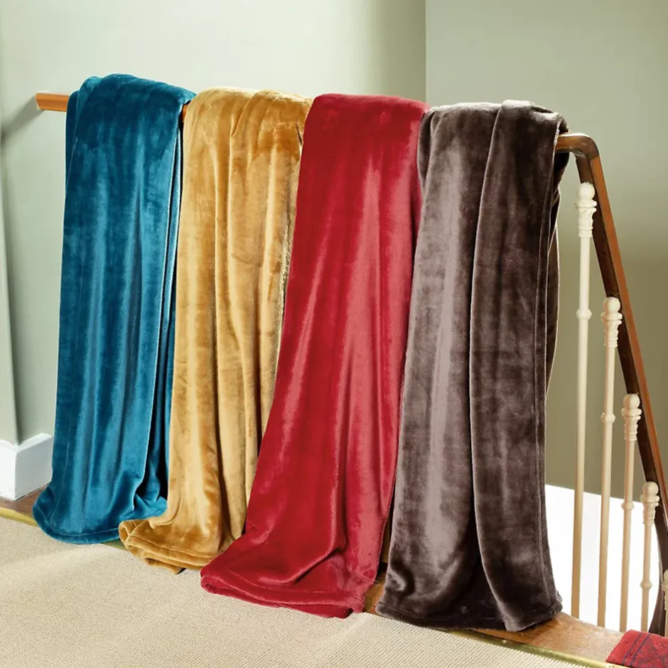 Linnea Couverture polaire microvelours 180x220 cm VELVET Bleu Lac Discount