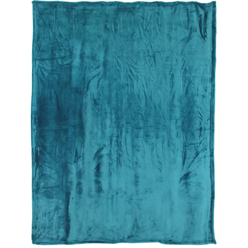 Linnea Couverture polaire microvelours 180x220 cm VELVET Bleu Lac Discount
