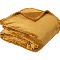Linnea Couverture polaire microvelours 220x240 cm VELVET Jaune Miel