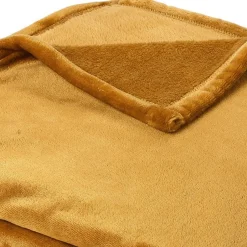 Linnea Couverture polaire microvelours 220x240 cm VELVET Jaune Miel