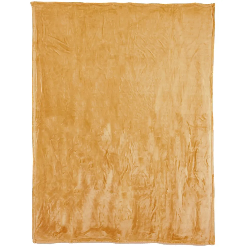 Linnea Couverture polaire microvelours 220x240 cm VELVET Jaune Miel