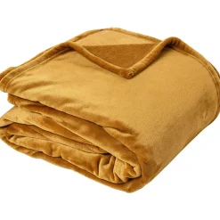 Linnea Couverture polaire microvelours 240x260 cm VELVET Jaune Miel