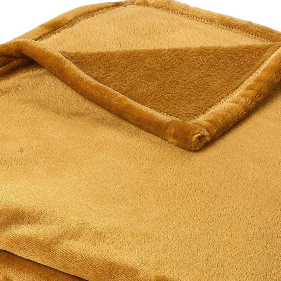 Linnea Couverture polaire microvelours 240x260 cm VELVET Jaune Miel
