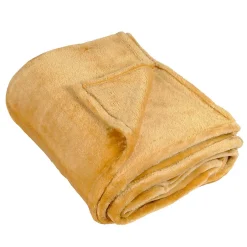 Linder Couverture polaire unie "PILONGA" (220x240 cm - Jaune moutarde)