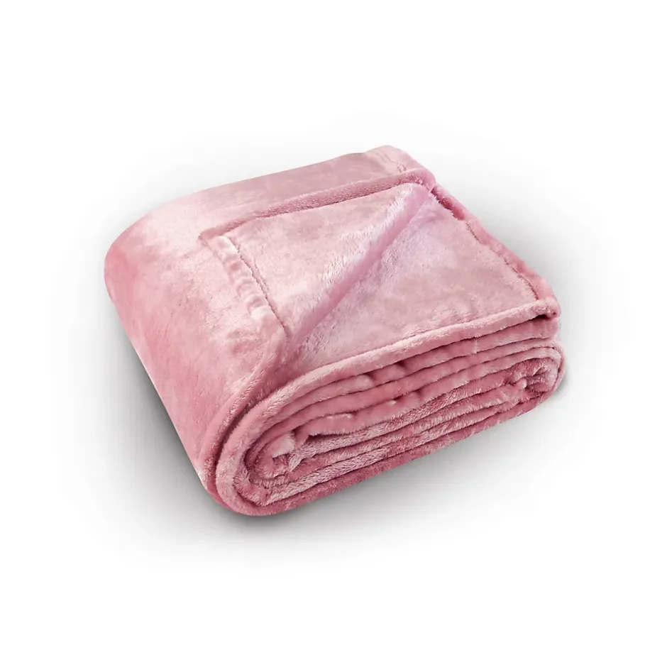 Linder Couverture polaire unie "PILONGA" (180x220 cm - Rose Clair) New