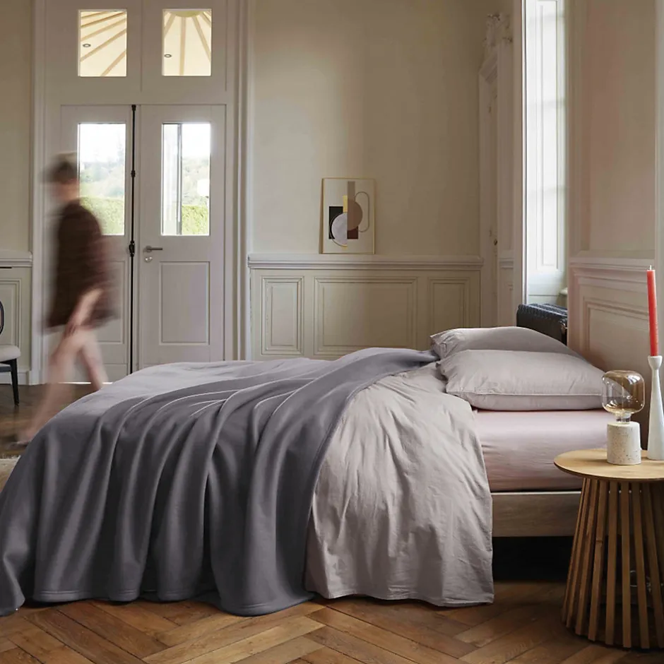 Linnea Couverture polaire 180x220 cm 100% Polyester 350g/m2 TEDDY Gris Acier