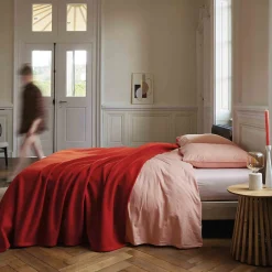 Linnea Couverture polaire 180x220 cm 100% Polyester 350g/m2 TEDDY Rouge terracotta
