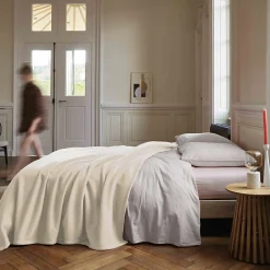 Linnea Couverture polaire 180x220 cm 100% Polyester 350g/m2 TEDDY Blanc Naturel