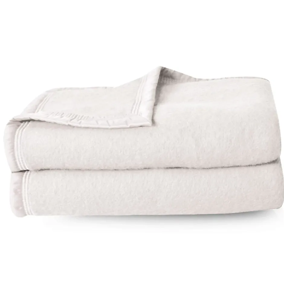 Linnea Couverture pure laine vierge Woolmark 500g/m² VOLTA 240x260 cm Blanc Naturel Outlet