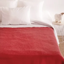 Linnea Couverture pure laine vierge Woolmark 500g/m² VOLTA 240x300 cm Rouge Bois de rose
