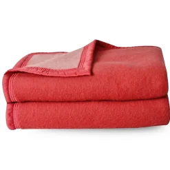 Linnea Couverture pure laine vierge Woolmark 500g/m² VOLTA 240x300 cm Rouge Bois de rose