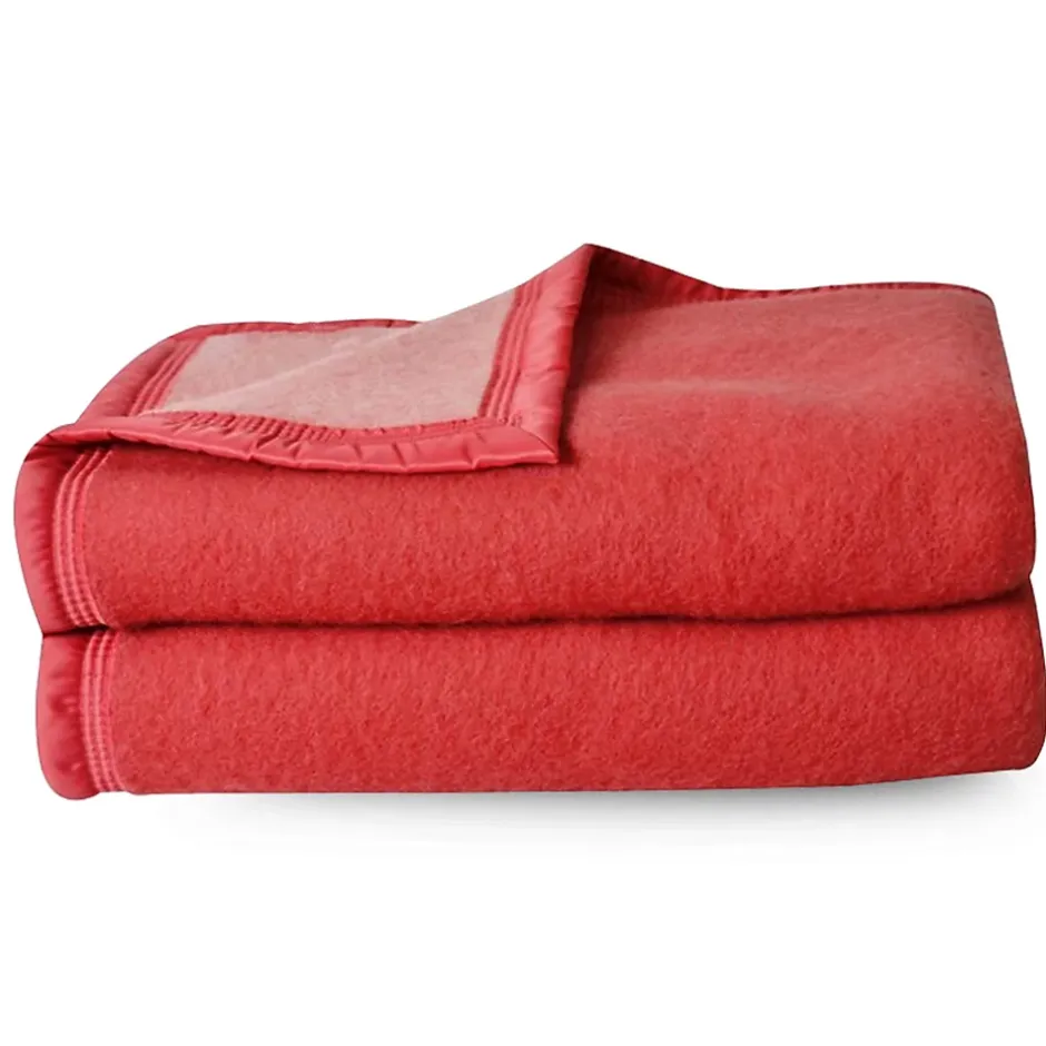 Linnea Couverture pure laine vierge Woolmark 500g/m² VOLTA 240x300 cm Rouge Bois de rose