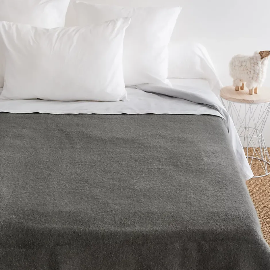 Linnea Couverture pure laine vierge Woolmark 500g/m² VOLTA 220x240 cm Gris Acier