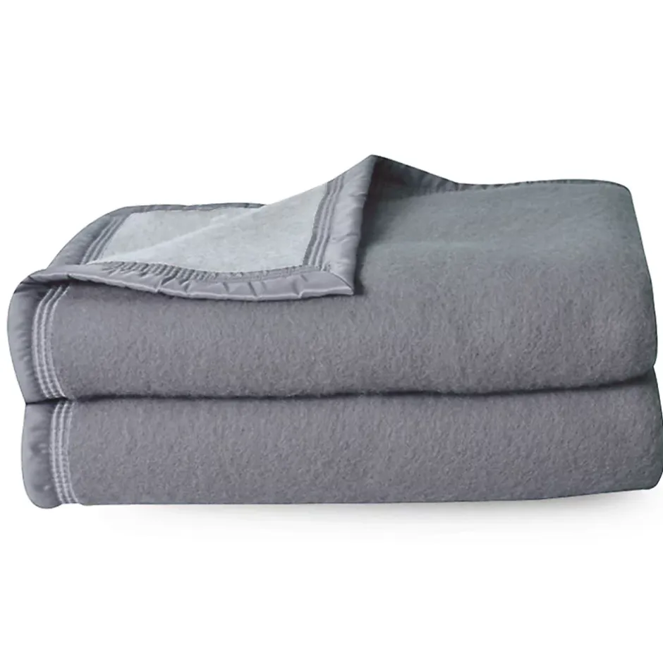 Linnea Couverture pure laine vierge Woolmark 500g/m² VOLTA 220x240 cm Gris Acier