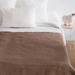 Linnea Couverture pure laine vierge Woolmark 500g/m² VOLTA 240x300 cm Marron Chamois Outlet