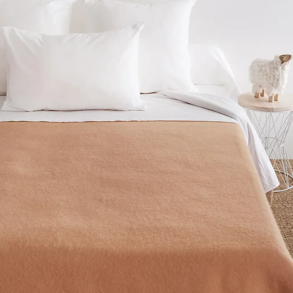 Linnea Couverture pure laine vierge Woolmark 500g/m² VOLTA 220x240 cm Marron Sable Sale