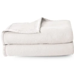 Linnea Couverture pure laine vierge Woolmark 500g/m² VOLTA 220x240 cm Blanc Naturel