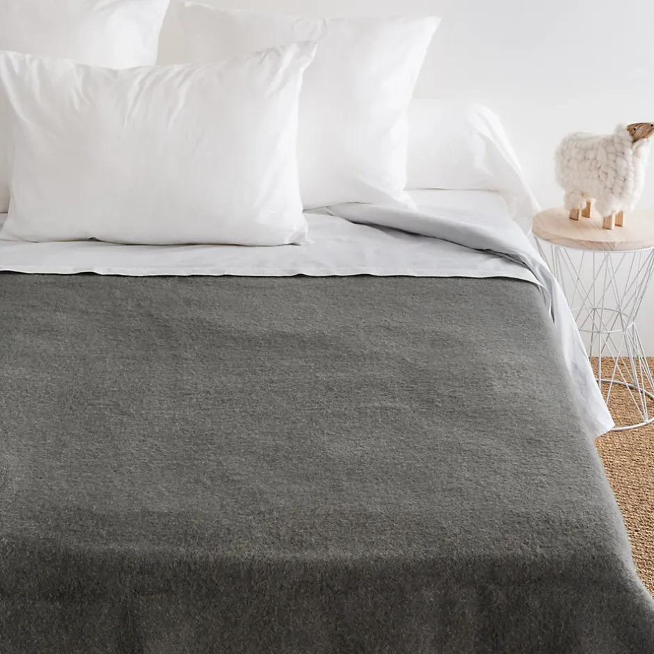 Linnea Couverture pure laine vierge Woolmark 500g/m² VOLTA 240x300 cm Gris Acier