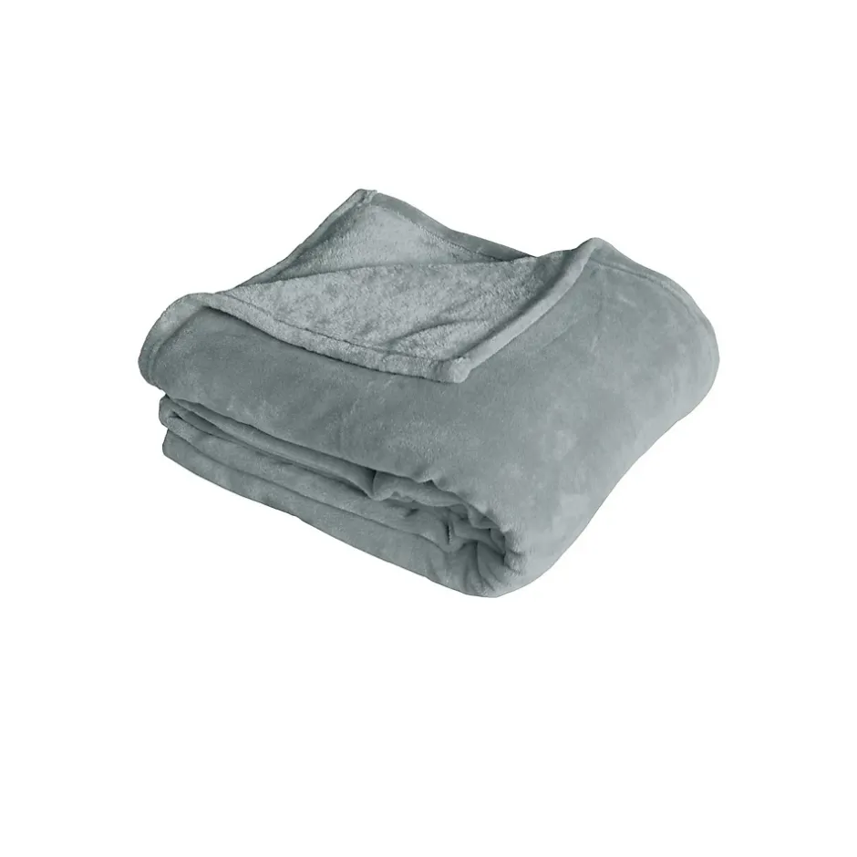 Home Maison Couverture unie en molleton (180x220 cm - Gris clair) Online