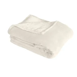 Home Maison Couverture unie en molleton (180x220 cm - Ecru) New