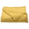Toison d'Or Couvre lit à franges "Brehat" Gaze de Coton stonewashed - Brehat Miel - 270 x 250 cm