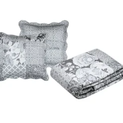 Lovely Casa Couvre lit boutis réversible 260x240 avec 2 taies OCTAVIA Discount