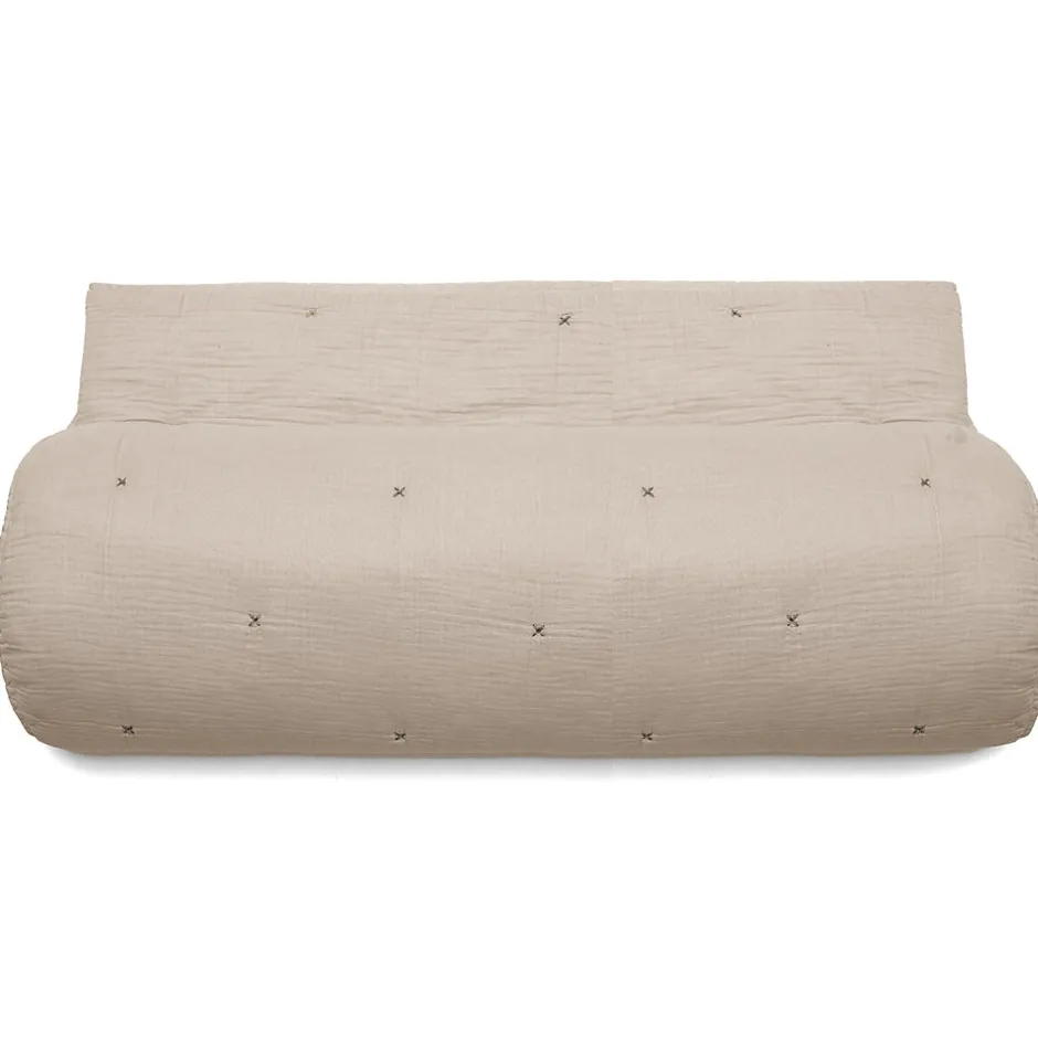 Linnea Couvre lit capitonné en mousseline de coton 180x240 cm ANDROS beige ficelle