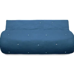 Linnea Couvre lit capitonné en mousseline de coton 260x240 cm ANDROS bleu marine