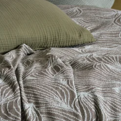 Linnea Couvre lit collection EMI pur coton 500 g/m² 180x240 cm gris sésame