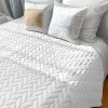 Home Maison Couvre lit en microfibre dessin par ultrason (240x220 cm - Blanc) Clearance