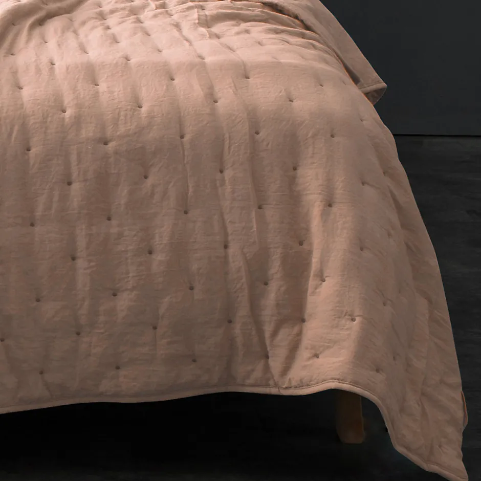 Linder Couvre lit matelassé et moelleux (230x250 cm - Rose Clair)