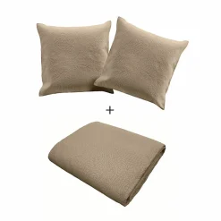 Douceur D'Intérieur Couvre lit 2p mat.+2 hc 60x60 220 x 240 cm microfibre unie romane Lin Discount