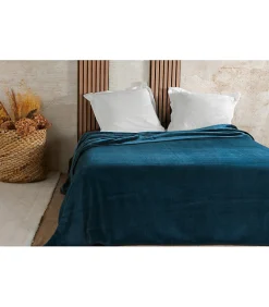 Linder Couvre lit velours gaufré - 180x240cm - Bleu marine