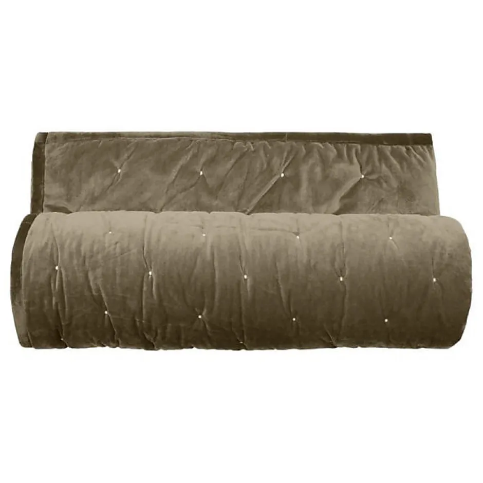 Vent Du Sud Couvre lit velours matelassé surpiqué "Gipsy" toutes dimensions - Gipsy Olive - 220 x 240 cm pour lit 2 places