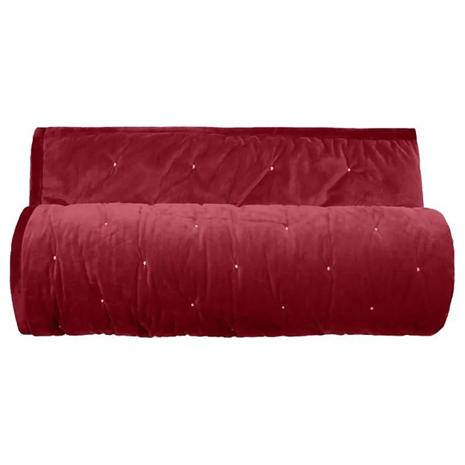 Vent Du Sud Couvre lit velours matelassé surpiqué "Gipsy" toutes dimensions - Gipsy Pourpre - 220 x 240 cm pour lit 2 places Discount