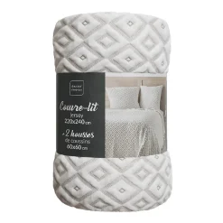 Douceur D'Intérieur Couvre-lit 2 personnes matelassé 220x240 + taies jersey microfibre Joana Online