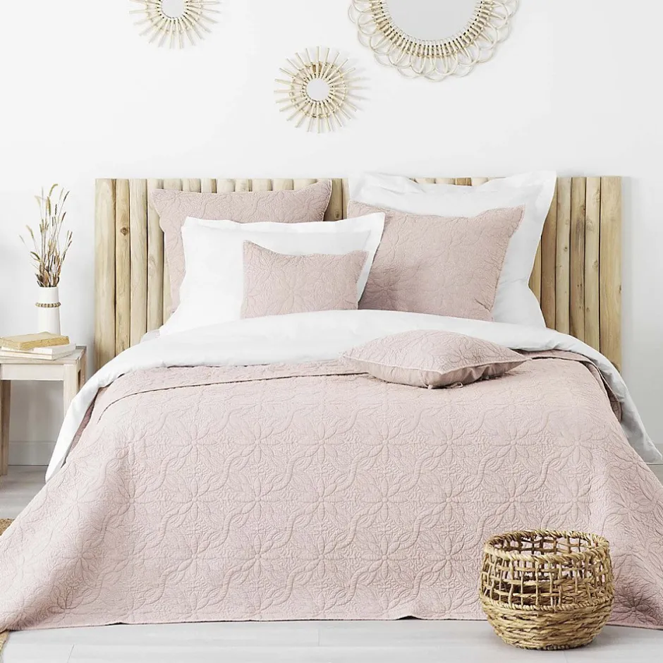 Douceur D'Intérieur Couvre-lit 2 personnes matelassé 220x240 microfibre uni Florette rose Discount