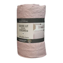 Douceur D'Intérieur Couvre-lit 2 personnes matelassé 220x240 microfibre uni Florette rose Discount