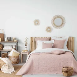 Douceur D'Intérieur Couvre-lit 2 personnes matelassé 220x240 microfibre uni Florette rose Discount