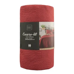 Douceur D'Intérieur Couvre-lit 2 personnes matelassé 220x240 microfibre unie Romane terracotta Outlet
