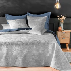 Douceur D'Intérieur Couvre-lit 2 personnes matelassé 220x240 + 2 taies SOLANGE gris Outlet