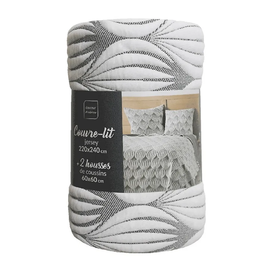 Douceur D'Intérieur Couvre-lit 2 personnes matelassé 220x240 + taies jersey microfibre Faustine Outlet