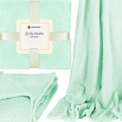 Springos Couvre-lit - - 160x200 cm - Doux - Motif zigzag - Vert pastel Hot