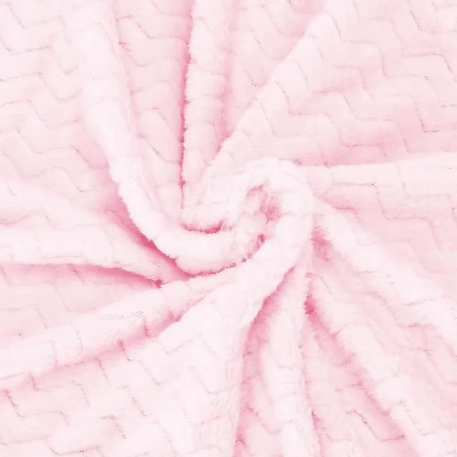 Springos Couvre-lit - - Zigzag - 160 x 200 cm - Rose pastel - 100% polyester